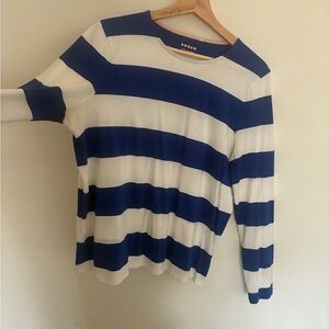 Boden Blue and White Striped Ling Sleeve Top